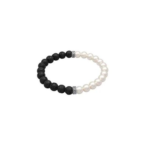 KUZZOI - Lava Perlen Bead Steinarmband 925 Silber Herrenschmuck Herren