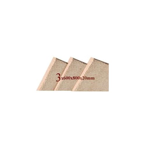 3x Vermiculite Brandschutzplatten | 800x600x20mm | Schamotte-Ersatz