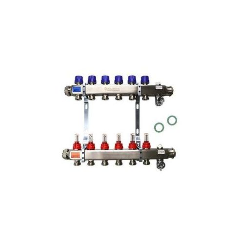 Maincor MFL Verteiler Edelstahl 1'' | mit Durchflussmengenmesser lang