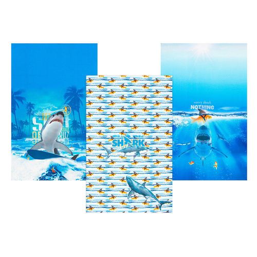Digital-Baumwoll-Jersey-Coupon "Goldfisch & Hai", bunt