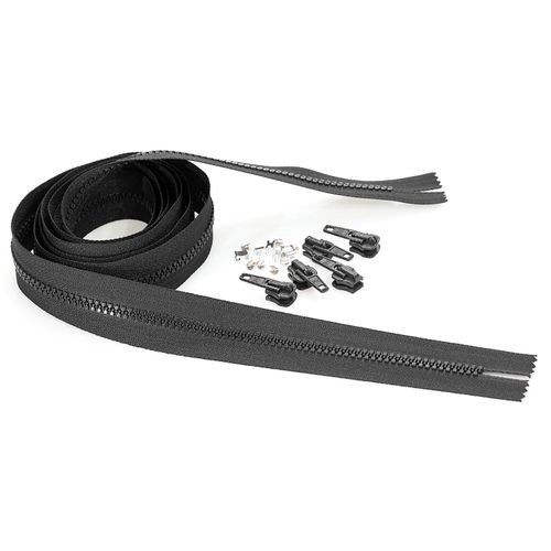 buttinette Endlosreißverschluss im Set, Krampe: 5,8 mm, 2 m, grau