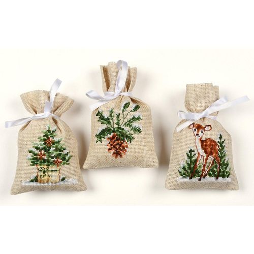 Geschenksäckchen "Winterwald", 3er-Set