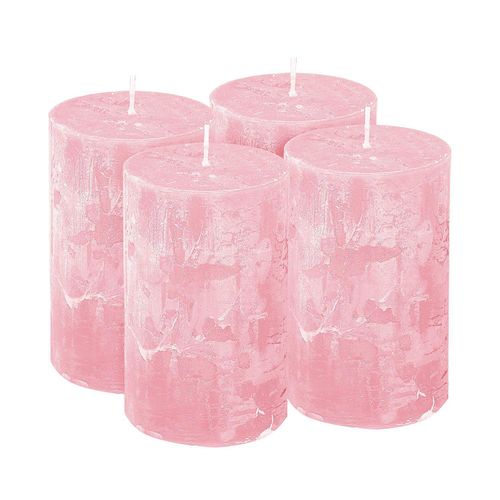 Rustikale Kerzen, altrosa, 8 x 6 cm, 4 Stück