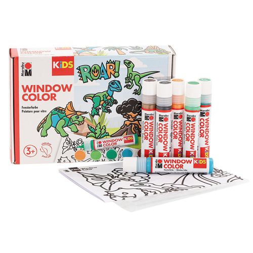 Marabu KiDS Window Color-Set "Dinosaurier", 6x 25 ml