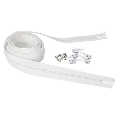 buttinette Endlosreißverschluss im Set, Krampe: 5,8 mm, 2 m, weiß