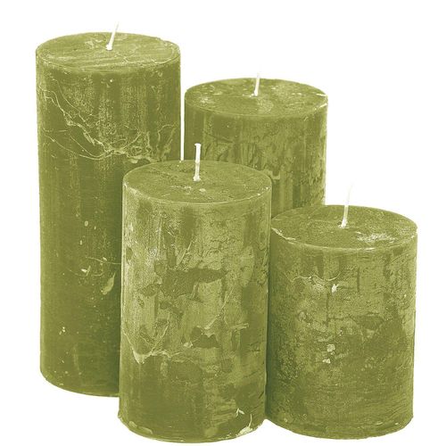 Rustikale Kerzen, grün, abgestuft, 4 Stück