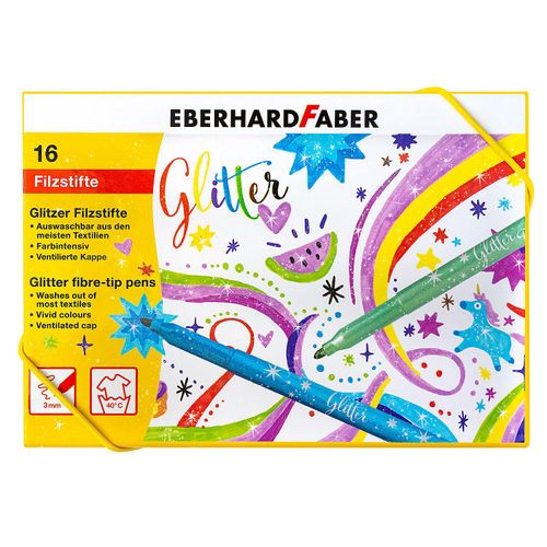 Glitzer-Filzstifte, bunt + pastell, 16 Stifte