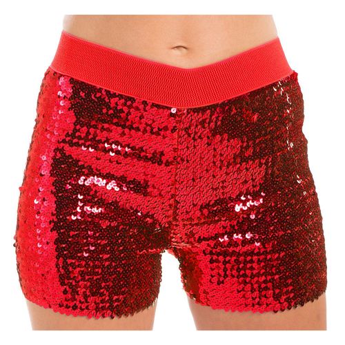 Pailletten-Hotpants, rot
