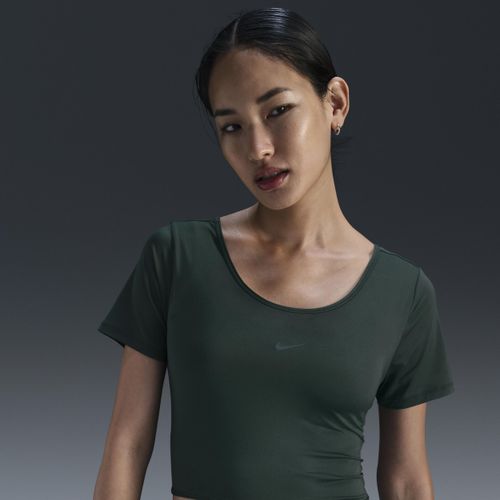 Nike One Classic Dri-FIT gedraaide croptop met korte mouwen voor dames - Groen