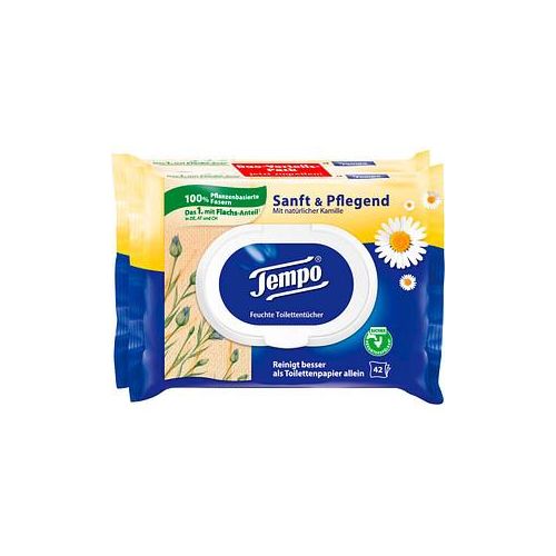 Tempo Feuchtes Toilettenpapier Sanft & Pflegend Duo-Pack 1-lagig, 2x 42 Tücher