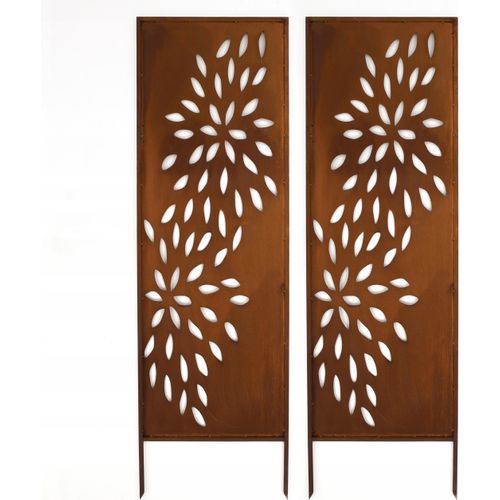 Sichtschutz Metall 2x - 160 cm x 50 cm - Edelrost - Rostoptik Sichtschutz für Garten - Sichtschutzelement - Sichtschutzwand - Gartendekoration Zaun