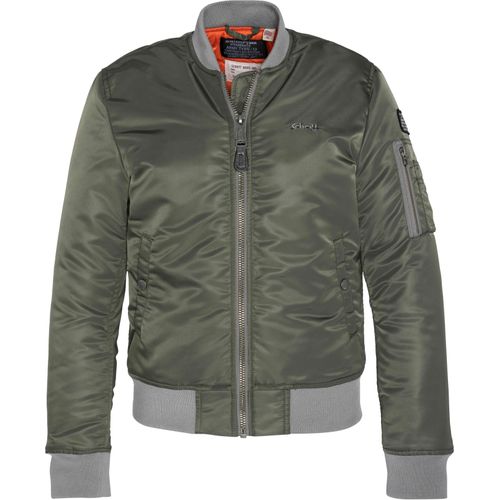 Bomberjacke SCHOTT NYC, Damen, Gr. XL (40), grün (sage khaki), Softshell, Obermaterial: 100% Nylon, unifarben mit Farbeinsätzen, Basic, gerade, unten schmal hüftlang, Langarm eingesetzt Windstopperbündchen mit innenliegendem Gummizug, Jacken, mit zusätzlichen Armtaschen