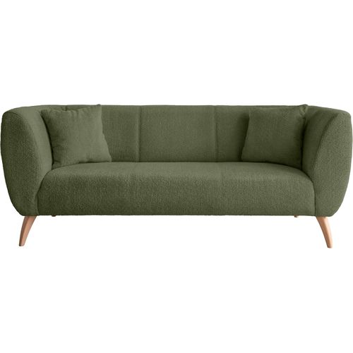3-Sitzer INOSIGN, grün (moosgrün), B:208cm H:83cm T:88cm, 100% Polyester, Sofas, zwei verschiedene Fußfarben wählbar