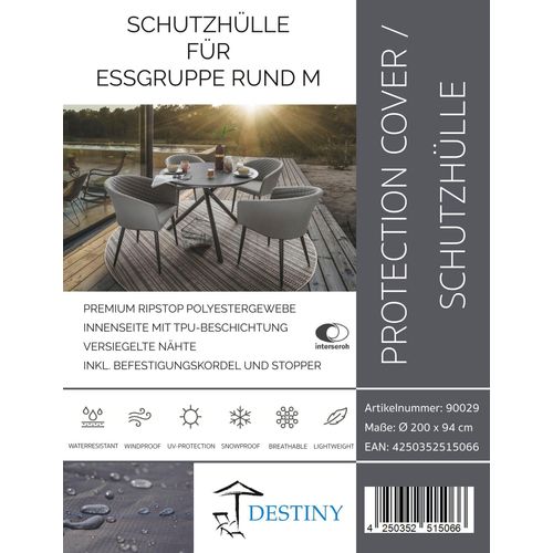 Gartenmöbel-Schutzhülle DESTINY, grau (anthrazit), H:94cm, Ripstop, Polyester, Planen, Ripstop-Polyestergewebe Ø:200xH:94cm, inkl. Aufbewahrungstasche