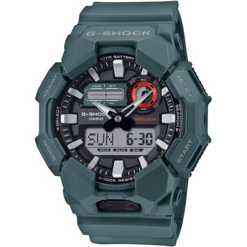 Chronograph CASIO G-SHOCK Armbanduhren graublau Herren Quarzuhr, Armbanduhr, Herrenuhr, digital,Resinband,20 bar Wasserdichte