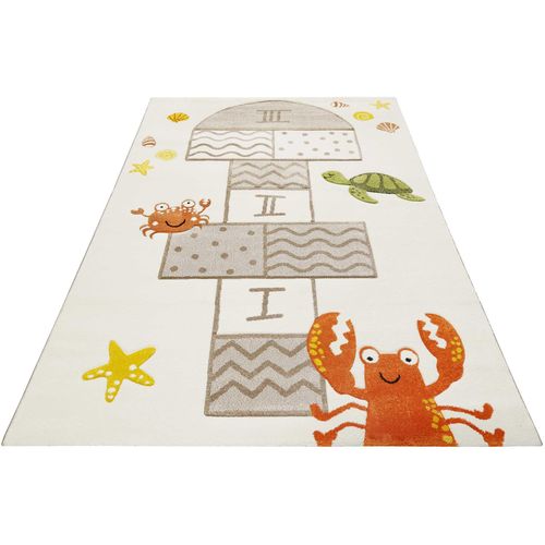 Kinderteppich ESPRIT "Playground ESP-21069" Teppiche Gr. B: 160cm, 13mm, L: 225cm, beige Kinder Kurzflor, Spieleteppich im maritimen Look, Krabbe und Seestern