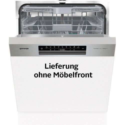 C (A bis G) GORENJE teilintegrierbarer Geschirrspüler automatische Türöffnung silberfarben