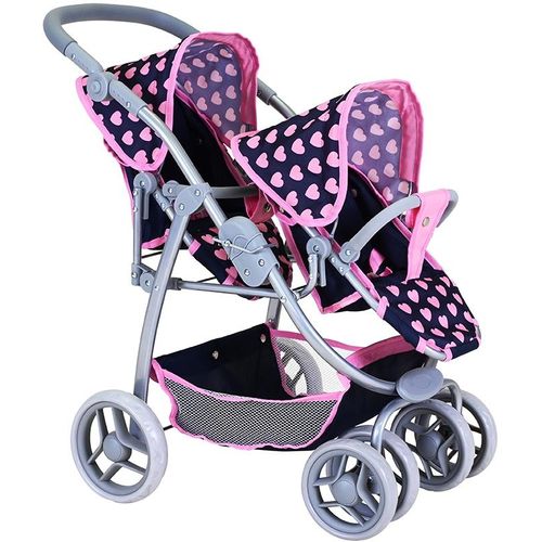 Puppen-Zwillingsbuggy KNORRTOYS "Milo - Pink Hearts" Puppenwagen pink (pink hearts) Kinder