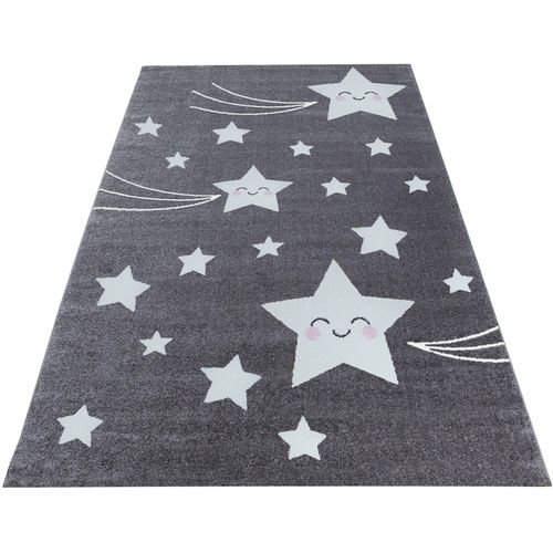 Kinderteppich AYYILDIZ TEPPICHE "Kids 610" Teppiche Gr. B: 200cm, 12mm, L: 290cm, grau Kinder Motiv Sterne, Kurzflor