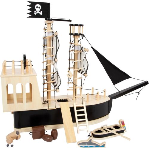 Spielzeug-Schiff SMALL FOOT "Piratenschiff, aus Holz" Spielzeugfahrzeuge schwarz (natur/schwarz) Kinder