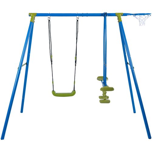 Schaukelkombination SANDORA Schaukeln blau (blau, grün) Kinder Schaukel + Wippe Ballring, Aufbaumaße H x L B 180 136 224 cm