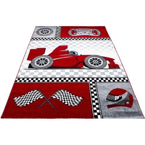 Kinderteppich AYYILDIZ TEPPICHE "Kids 460" Teppiche Gr. B: 200cm, 12mm, L: 290cm, rot Kinder Kurzflor, Motiv Rennwagen