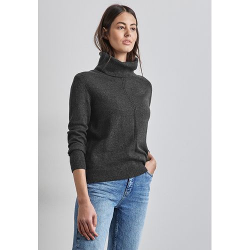 Rollkragenpullover STREET ONE Gr. 40, grau (gravel meliert) Damen Pullover in melierter Optik