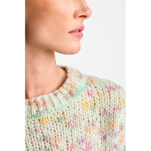 Rundhalspullover RICH & ROYAL Gr. L, grün (matcha) Damen Pullover mit auffälligem Musterdesign