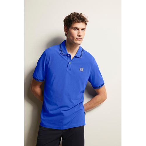 Poloshirt BUGATTI Gr. L, blau Herren Shirts mit Kontraststreifen