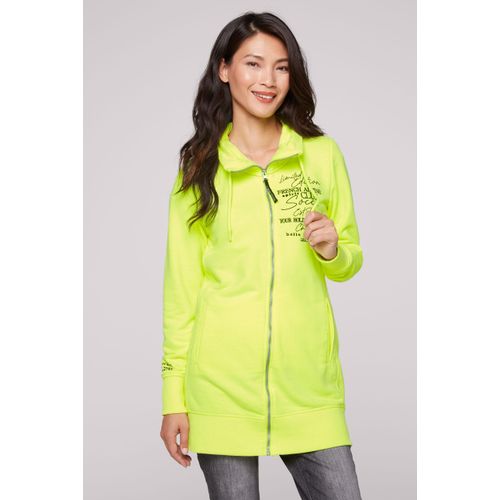 Sweatjacke SOCCX, Damen, Gr. XXXL, gelb (gelb lime), Material: 65% Baumwolle, 35% Polyester, bedruckt, casual, lässig geschnitten lang, Langarm eingesetzt Rippbündchen, Sweatjacken, mit Baumwolle