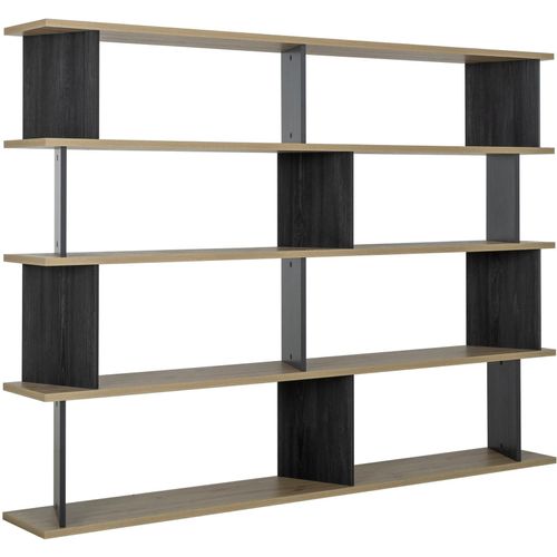 Bücherregal GAMI, schwarz (eiche, schwarz), B:220cm H:163cm T:32cm, Spanplatte, Regale, Ein großes Bücherregal, das überall seinen Platz finden wird