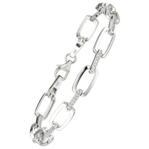 Armband JOBO, silber (silber 925, weiß), Armbänder, Damen, Silber 925 (Sterlingsilber), 925 Silber mit 56 Zirkonia 19 cm