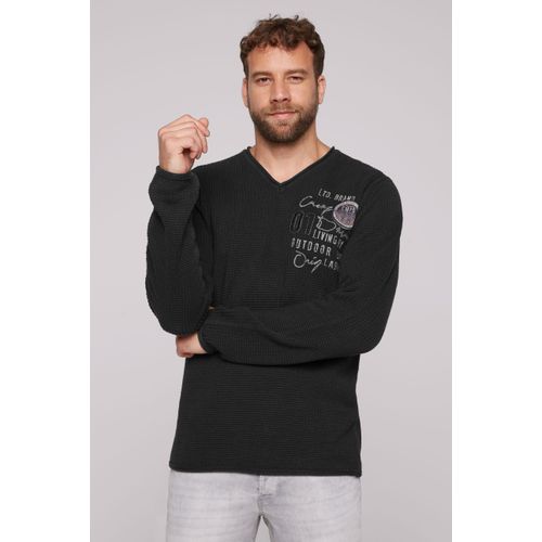 Strickpullover CAMP DAVID Gr. XXXL, schwarz Herren Pullover mit Logo Print