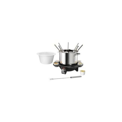 Fondue-Set Elégance silber/schwarz, 1.000 Watt, Edelstahl- und Keramiktopf