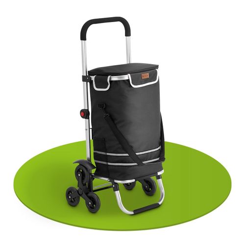 Juskys 3in1 Einkaufstrolley für Treppen - 56 L, modern & klappbar - Treppensteiger Trolley Schwarz