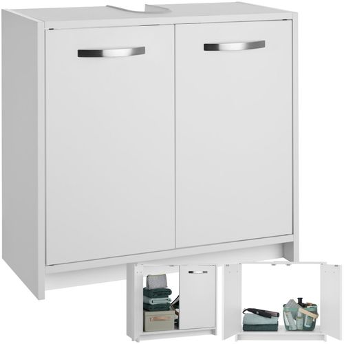 tectake® Waschbeckenunterschrank, großer Stauraum, 2 leichtgängige Flügeltüren, 63 x 31 x 55 cm