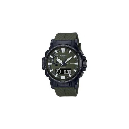 Funkchronograph CASIO PRO TREK Armbanduhren grün (dunkelgrün) Herren Armbanduhr, Herrenuhr, Funk, Solar, Stoppfunktion, digital