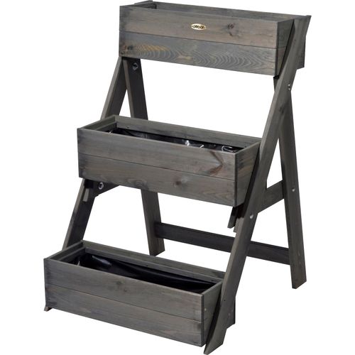 dobar Dreistufige Pflanztreppe aus Holz, Blumenkästen inkl. Pflanzfolie versch. Farben