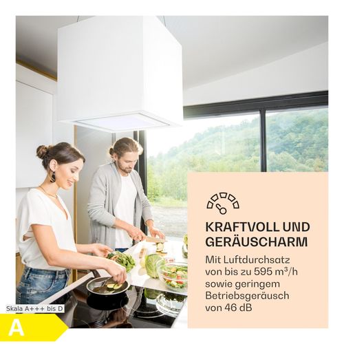 Kronleuchter Smart Inselabzugshaube 595m³/h App-Steuerung LED-Panel Weiß