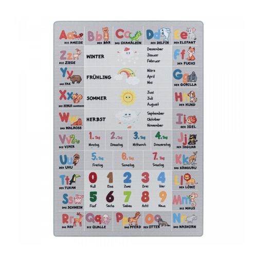 Kinderteppich Spielteppich Hüpfkästchen Zahlen Tiere rechteckig höhe 8 mm