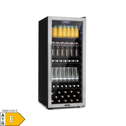 Beersafe 7XL Kühlschrank 242 Liter 5 Böden Panoramaglastür Edelstahl Edelstahl 242 Liter