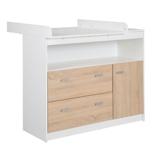 Wickelkommode 'Gabriella' mit Wickelansatz, 2 Schubladen, 1 Tür, 1 offenes Fach, Wickelhöhe: 90 cm