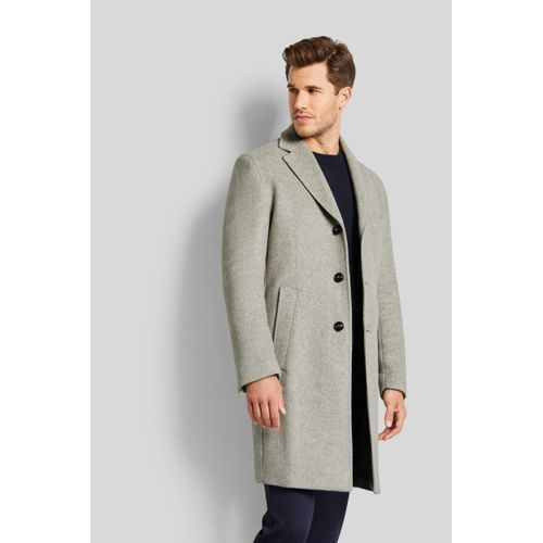 Wollmantel BUGATTI, Herren, Gr. 58, beige, 40% Wolle, 30% Polyamid, 30% Lyocell, unifarben, elegant, slim fit, Langarm gerader Abschluss, Mäntel, mit Reverskragen