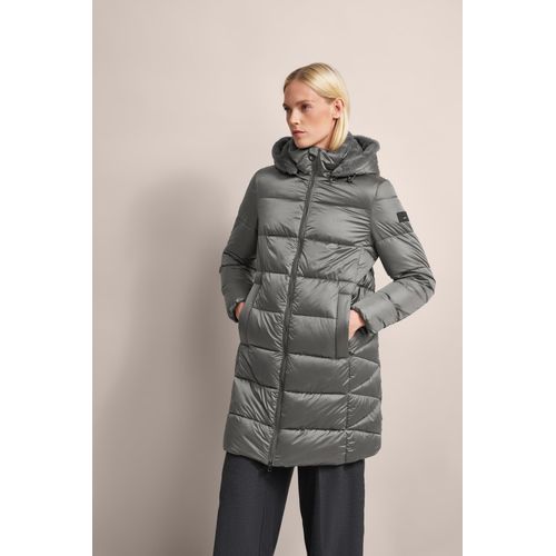 Kurzmantel BUGATTI, Damen, Gr. 38, grau (taupe), 60% Polyester, 40% Polyamid, unifarben, casual, loose fit, Langarm Bündchen, Mäntel, mit abtrennbarer Kapuze