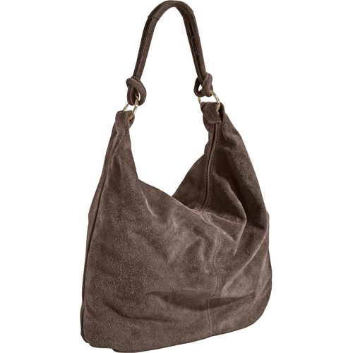 Beuteltasche HEINE, Damen, Gr. B/H/T: 39cm x 49cm x 2cm, grau (dunkeltaupe), Leder, unifarben, Taschen