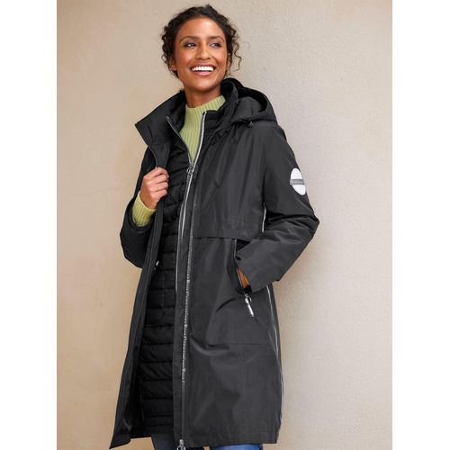 3-in-1-Funktionsmantel HEINE, Damen, Gr. 42, schwarz, 100% Polyester, Wattierung:100% Polyester, unifarben, unifarben mit Farbeinsatz, unifarben mit Farbeinsätzen, Mäntel