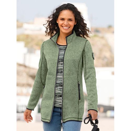 Fleecejacke CASUAL LOOKS, Damen, Gr. 42, grün (eucalyptus, schwarz, gemustert), 100% Polyester, Paspelierung:100% Polyester, gemustert, mehrfarbig, meliert, Langarm, Jacken