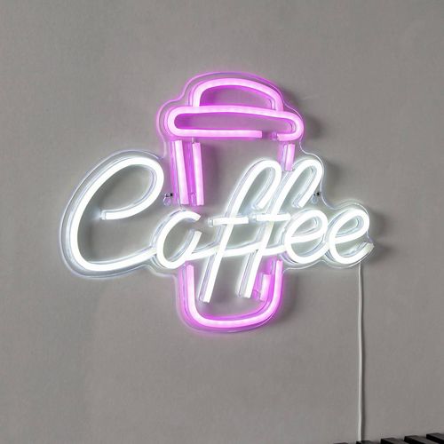 LED-Wandleuchte Coffee, pink/weiß, Plexiglas, 40 x 30 cm USB