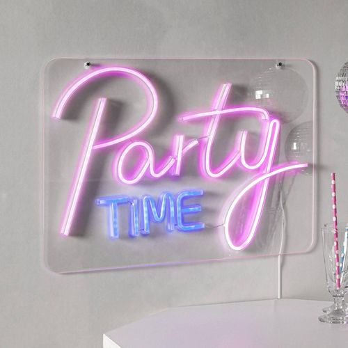 LED-Wandlampe Party Time, pink/weiß Plexiglas 48 x 36 cm USB