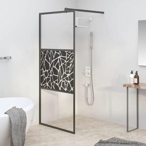 Duschwand für Walk-In Dusche 80x195 cm esg Steindesign Schwarz